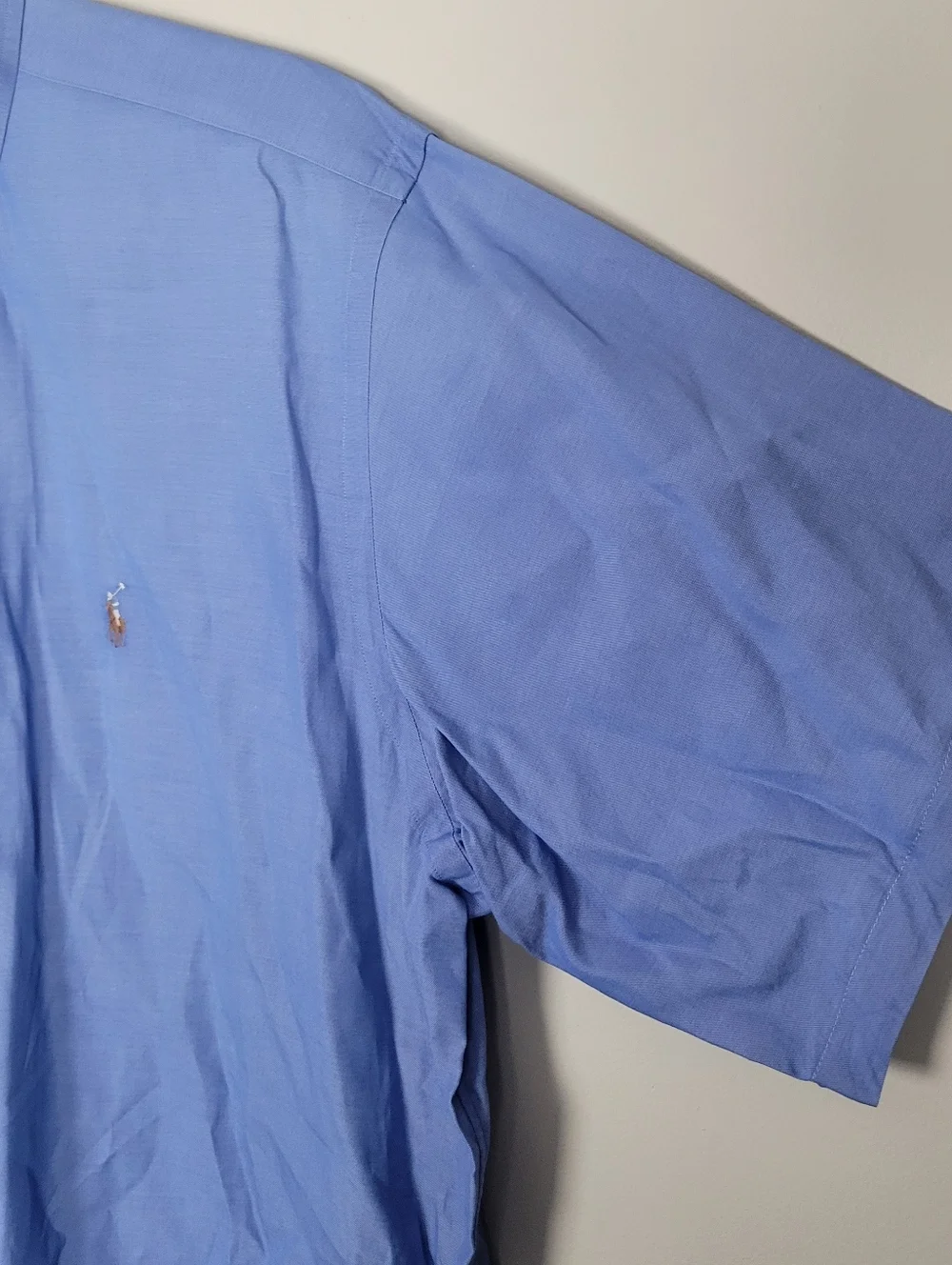 Polo Ralph Lauren Short Sleeve Button Shirt Mens 17-34 Blue Logo Yarmouth
